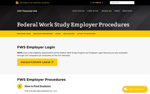 Federal Work Study Employer Procedures | UCF Office of ...
