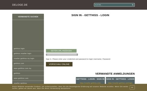 Sign in - Getthiss - Login - Allgemeine Informationen zum Login