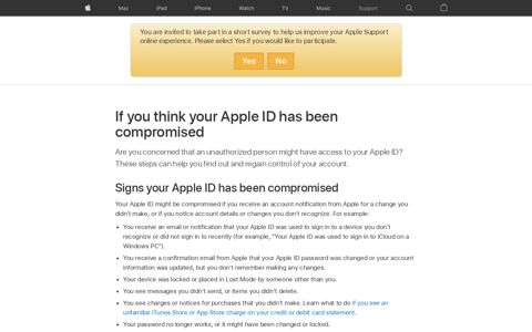 If you think your Apple ID has been compromised - Apple ...