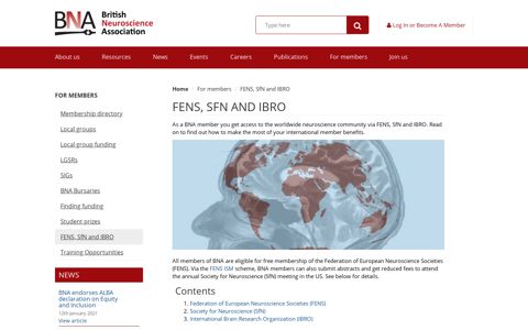 BNA member access to FENS, SfN and the European Journal ...