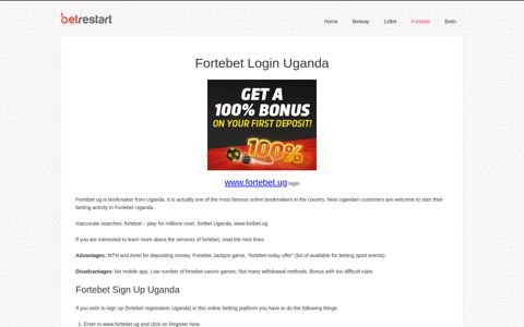 Fortebet ug Registration - Login from Uganda - App / Fixture ...
