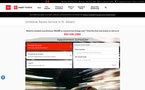 Schedule Toyota Service in St. Albans | Handy Toyota