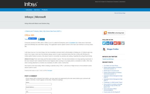 Microsoft: Office 365 - Infosys