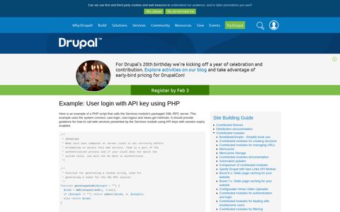 Example: User login with API key using PHP | Drupal.org