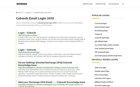 Cobweb Email Login 2013 ❤️ One Click Access - iLoveLogin