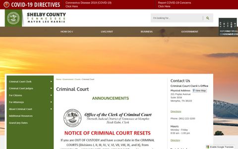 Criminal Court | Shelby County, TN - Official Website