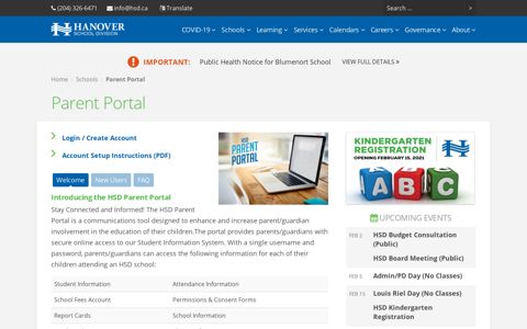 Parent Portal | Hanover School Division