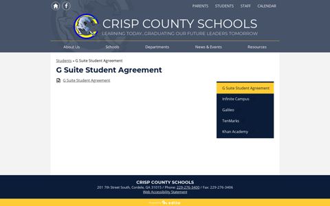 G Suite Student Agreement – Students – Crisp County Schools