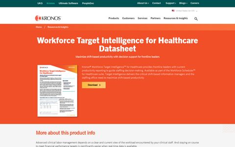 Workforce Target Intelligence for Healthcare Datasheet | Kronos