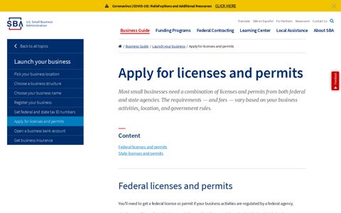 Apply for licenses and permits - Small Business Administration
