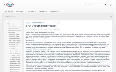 ePCT Docketing Best Practices - PIUG Space - Global Site