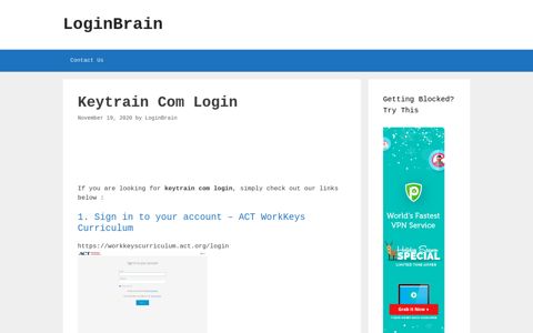 Keytrain Com Sign In To Your Account - Act Workkeys ...