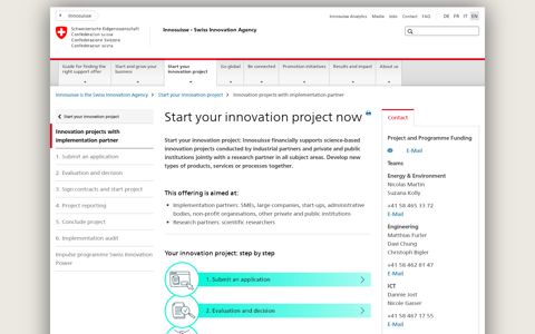 Innovation projects with implementation partner - Innosuisse