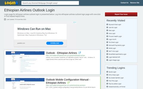 Ethiopian Airlines Outlook Login - Loginii.com