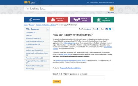 How can I apply for food stamps? | HHS.gov