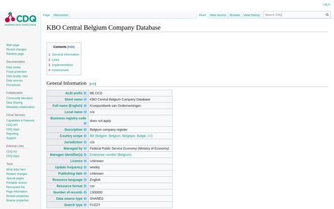 KBO Central Belgium Company Database - CDQ