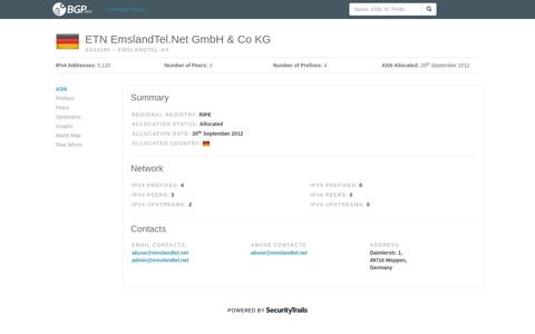 AS44180 ETN EmslandTel.Net GmbH & Co KG BGP Network ...