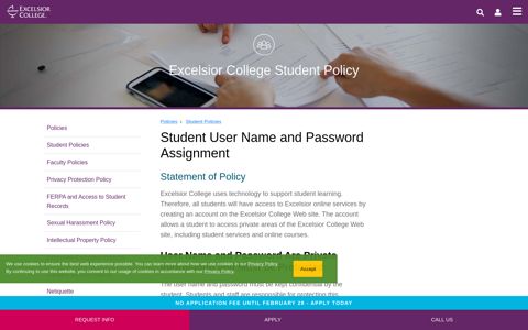 Student User Name and Password Assignment - Excelsior ...