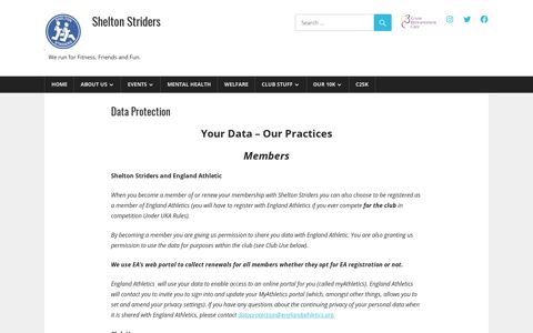 Data Protection | Shelton Striders