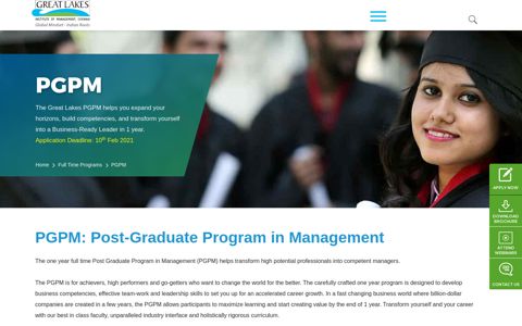 Great Lakes PGPM | One Year MBA Program in India | Post ...
