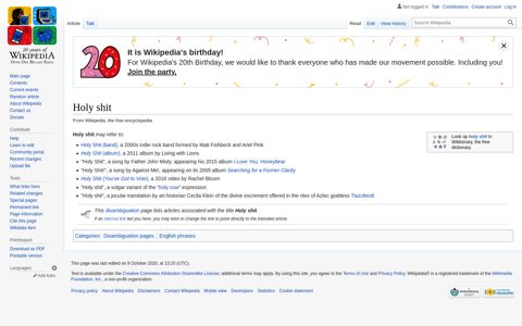 Holy shit - Wikipedia