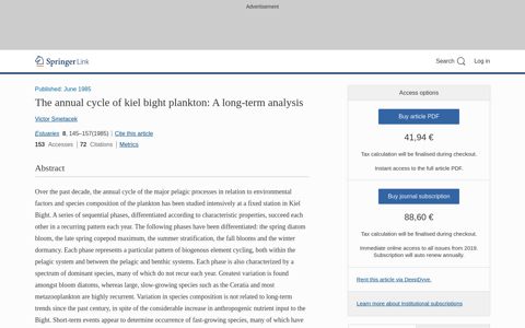 The annual cycle of kiel bight plankton: A long-term analysis ...