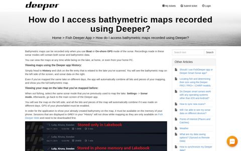 How do I access bathymetric maps recorded using Deeper?