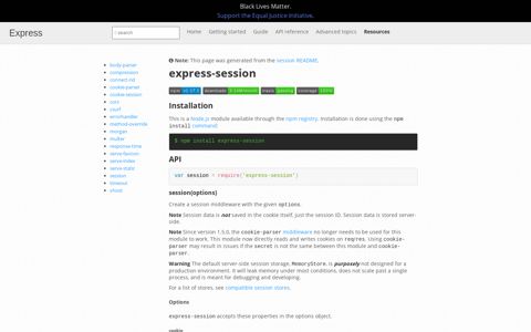 Express session middleware - Express.js