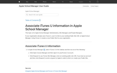 Associate iTunes U information in Apple School Manager ...