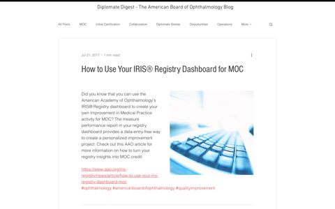 How to Use Your IRIS® Registry Dashboard for MOC