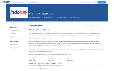 Lowongan Kerja PT Indopay Merchant Services | Karir.com