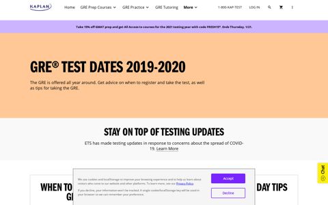 GRE Test Dates & Registration 2019 - 2020 | Kaplan Test Prep