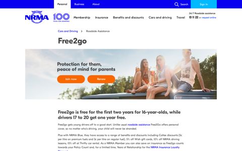 Roadside assistance for young drivers | Free2Go up to 2 years ...