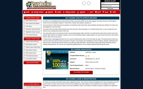 EU Casino - Get 100% up to 100 Free Spins - Online Casinos