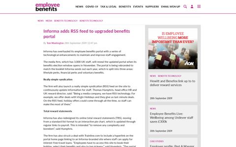 Informa adds RSS feed to upgraded benefits portal ...