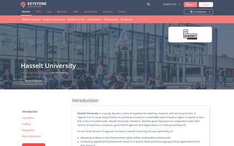 Hasselt University in Belgium - Master Degrees - Masterstudies