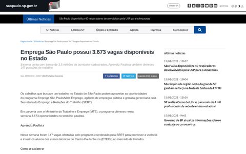 Emprega São Paulo possui 3.673 vagas disponíveis no Estado