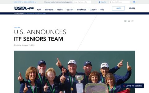 U.S. Announces ITF Seniors Team - USTA.com