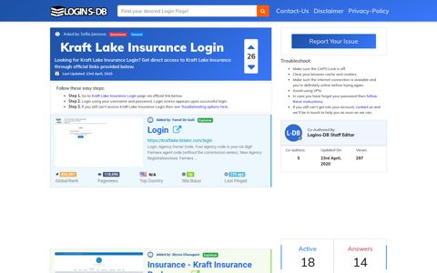 Kraft Lake Insurance Login - Logins-DB