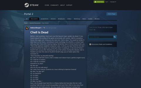 Chell Is Dead :: Portal 2 General Discussions
