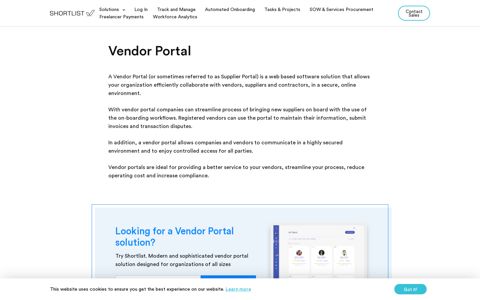 Vendor Portal - Shortlist