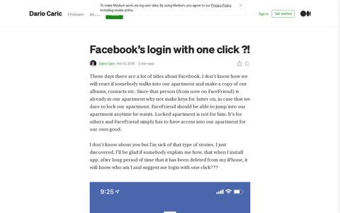 Facebook's login with one click ?! | by Dario Caric | Medium