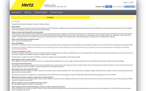 E-toll Information - Hertz Rent A Car