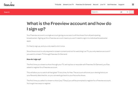 What is the Freeview account and how do I sign up? - Freeview