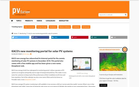 KACO's new monitoring portal for solar PV systems | pv Europe