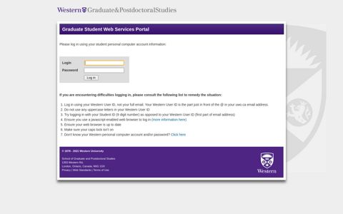 Graduate Student Web Services Portal - School of Graduate ...