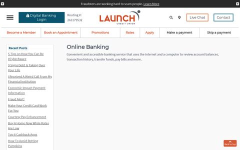 Online Banking - Launch Credit Union