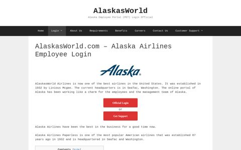 AlaskasWorld.com - Alaska Airlines Employee Login ...