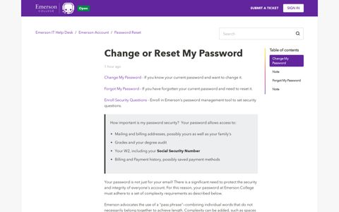 Change or Reset My Password – Emerson IT Help Desk
