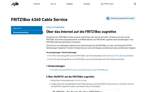 Box zugreifen | FRITZ!Box 6360 Cable - AVM